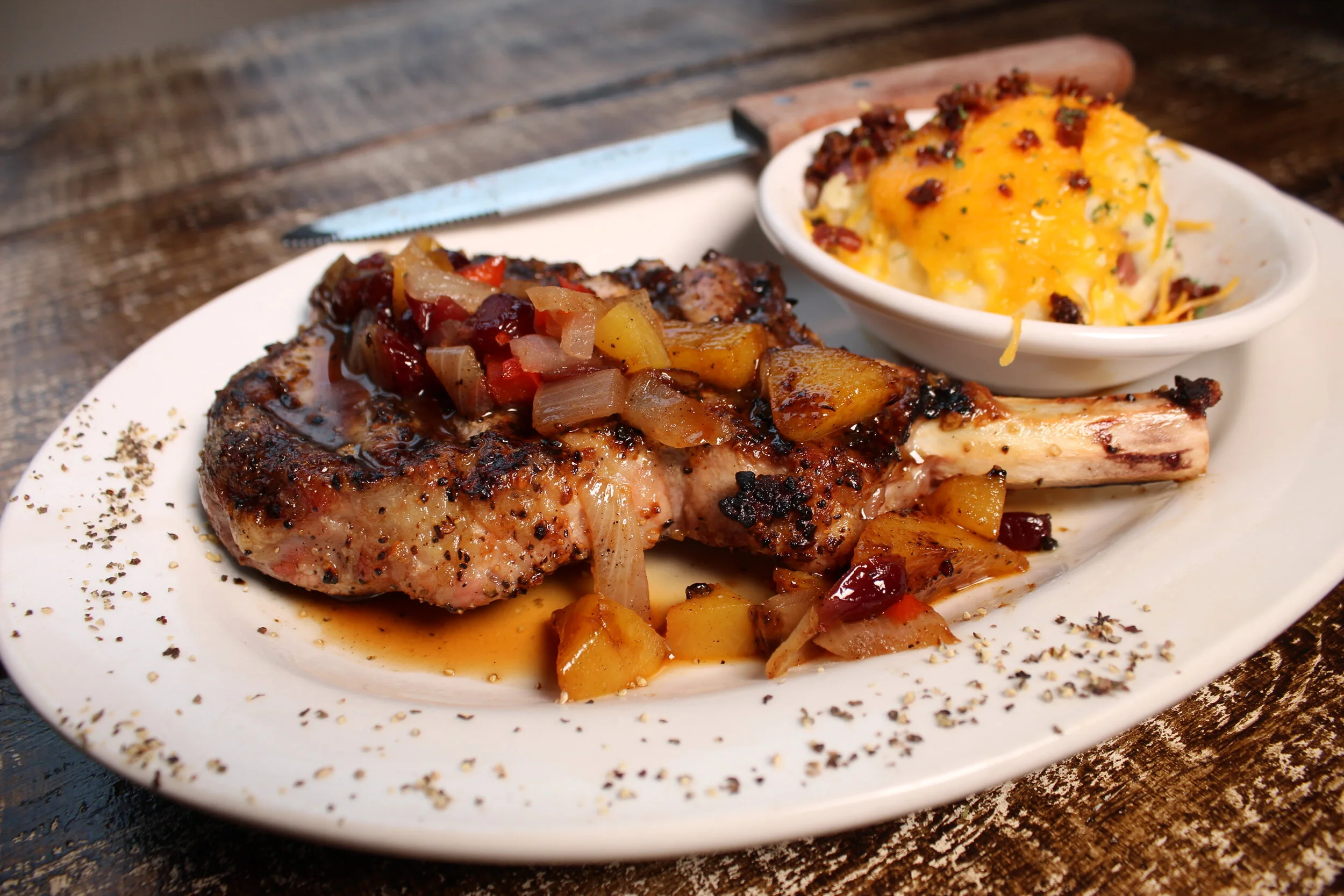 French Cut Loin Chop served at Sass! Restaurant