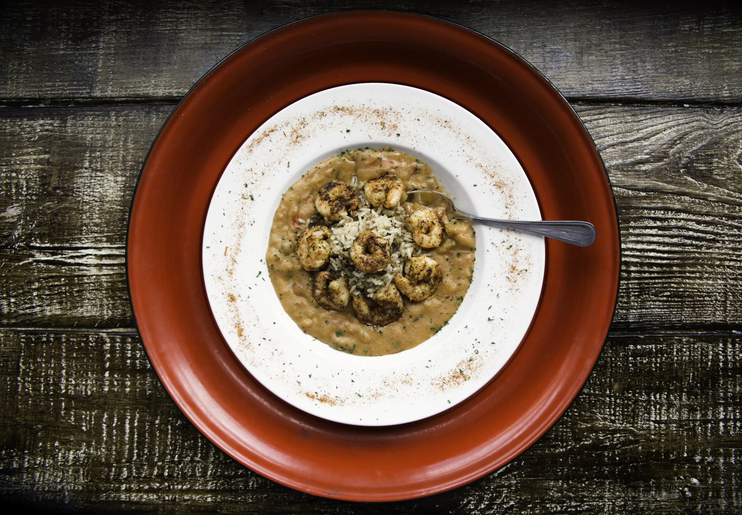 Daddy Dupuy's Shrimp Etouffee served at Sass! Restaurant